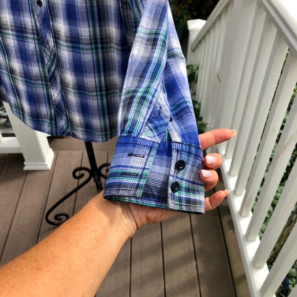 Eighty Eight Mens Blue Plaid Button Down - Picture 6 of 10